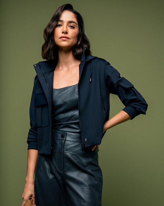 JAQUETA ALANIS MADRE REINA MALHA BLOCK AZUL MARINE