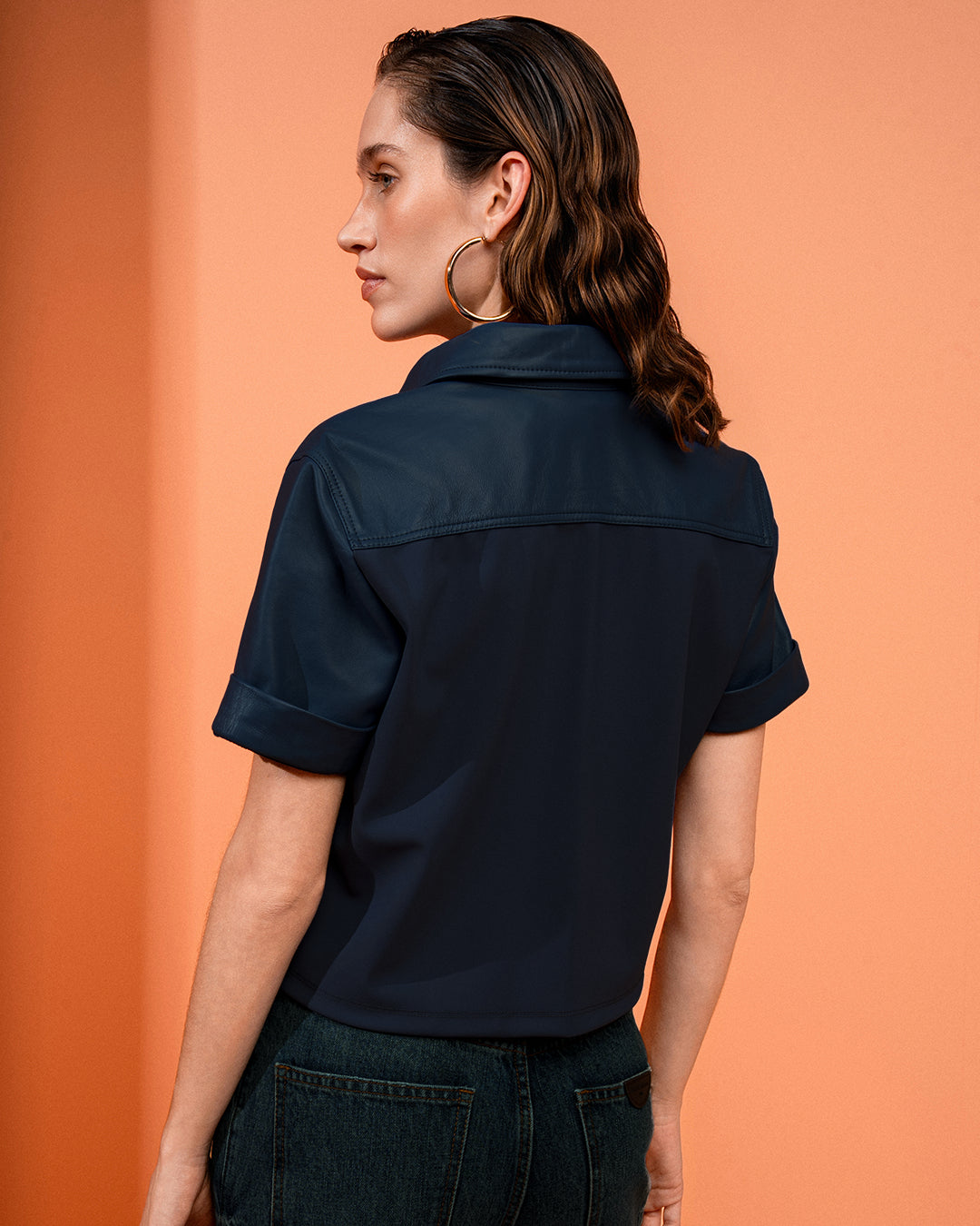 CAMISA BONNIE MADRE REINA MALHA BLOCK AZUL MARINE
