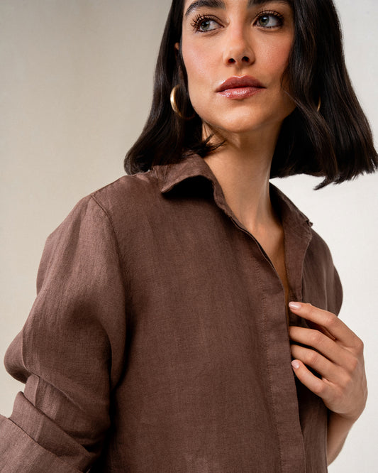 CAMISA CLASSIC MADRE REINA LINHO MADEIRA