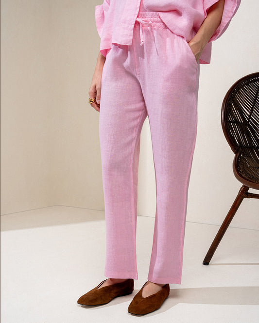 CALÇA JOGGER MADRE REINA LINHO ROSA BRISA