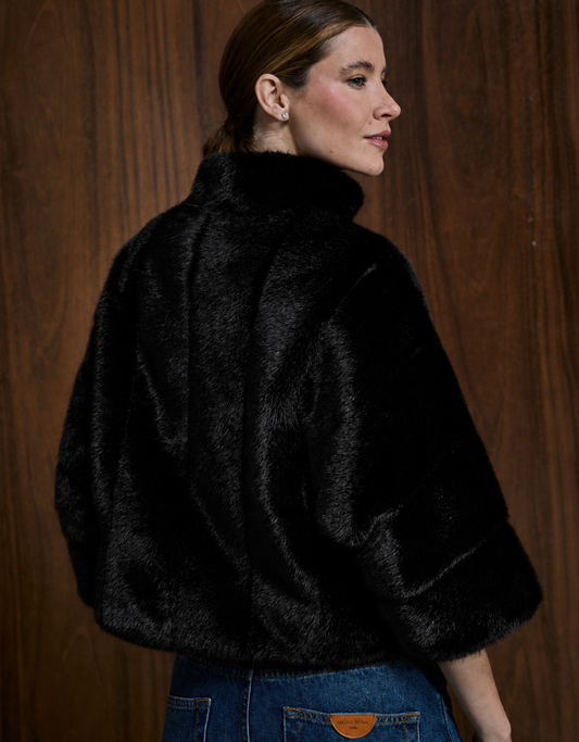 JAQUETA LARA MADRE REINA LIKE FUR PRETO