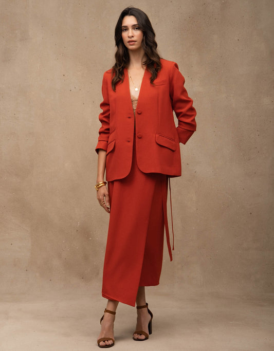 BLAZER PAOLA MADRE REINA ALFAIATARIA LARANJA PAPRIKA