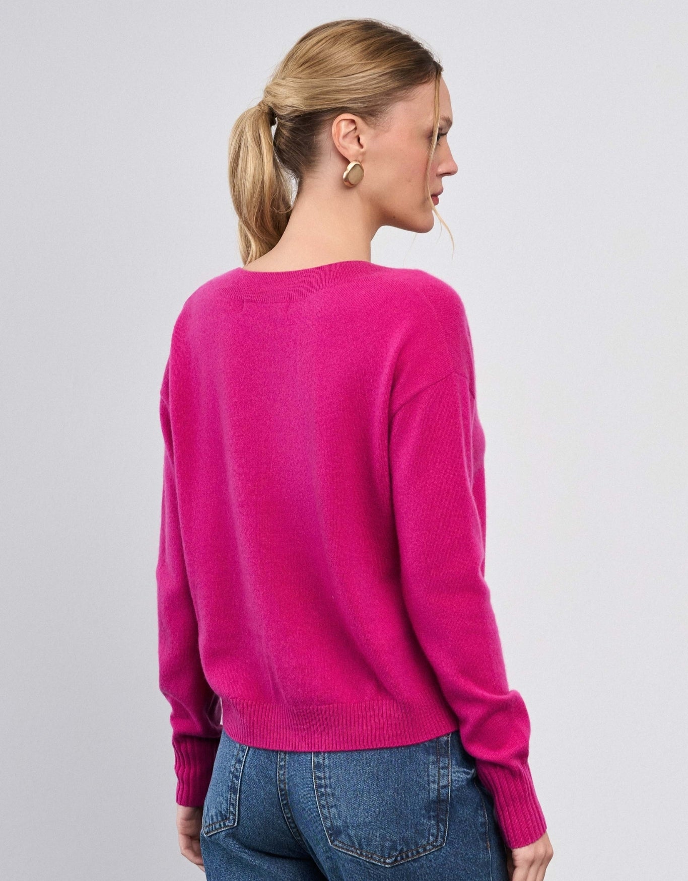 BLUSA GOLA V MADRE REINA CASHMERE RASPBERRY
