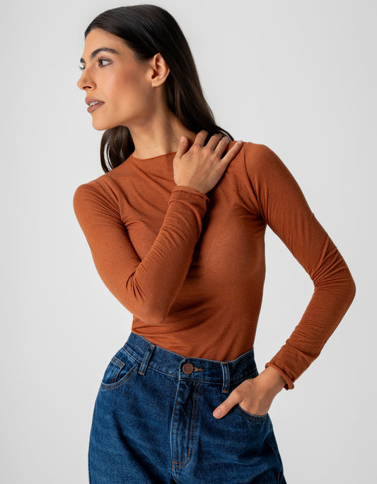 BLUSA KAREN MADRE REINA MALHA/CASHMERE LARANJA AMBAR