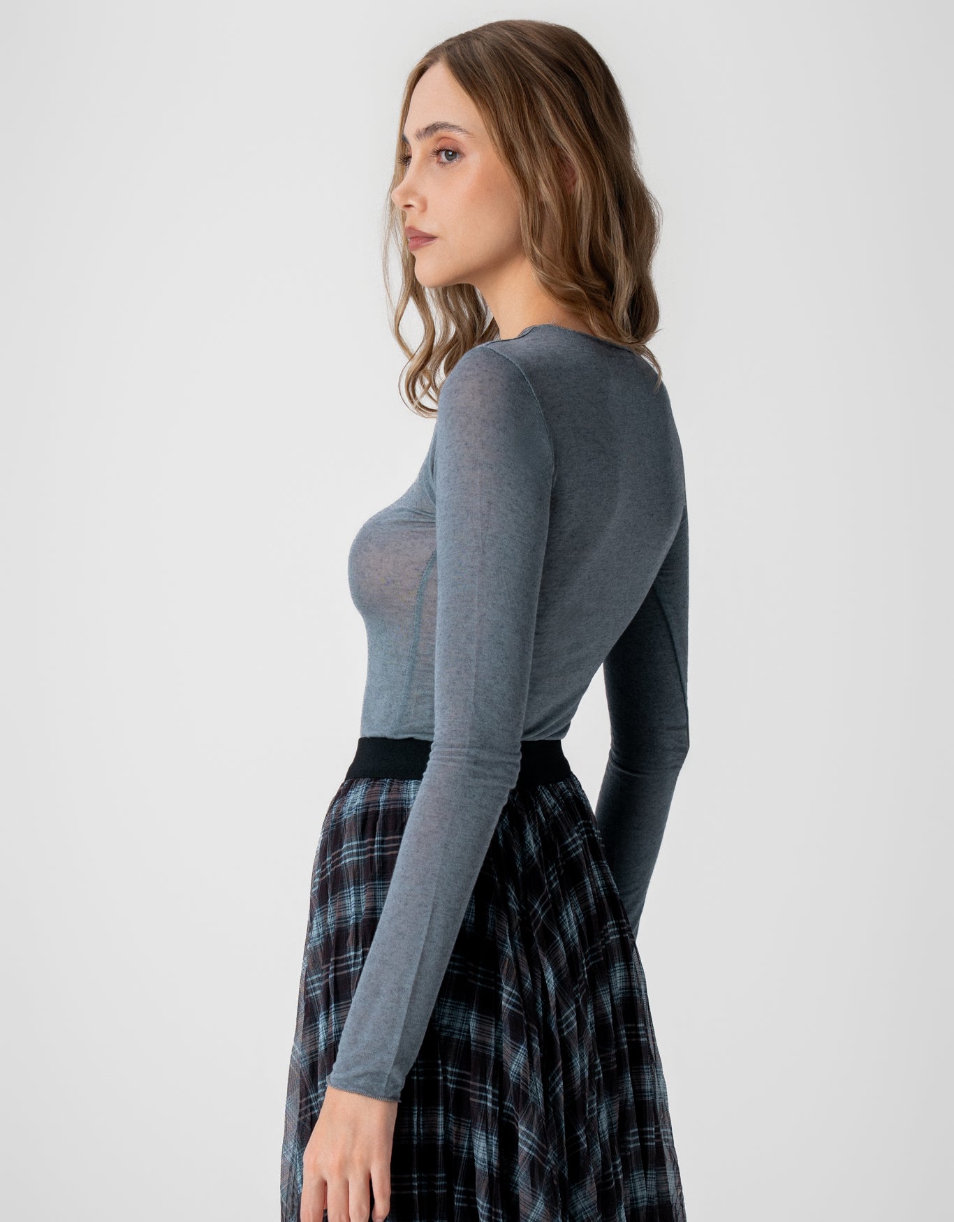 BLUSA KAREN MADRE REINA MALHA/CASHMERE CINZA ESTANHO