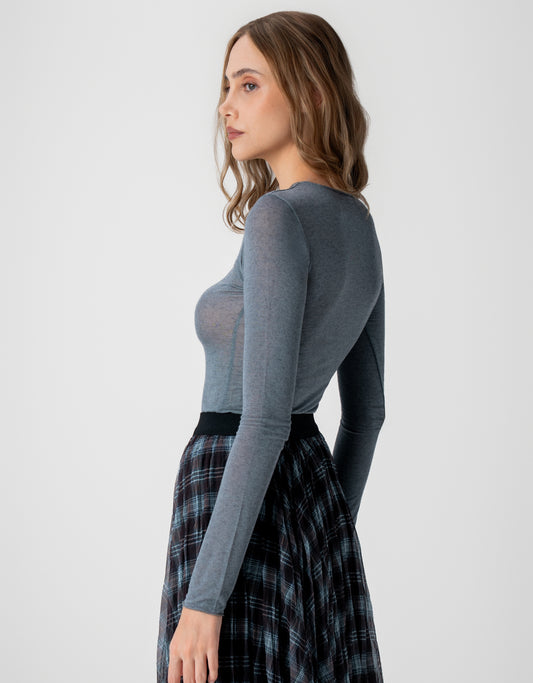 BLUSA KAREN MADRE REINA MALHA/CASHMERE CINZA ESTANHO