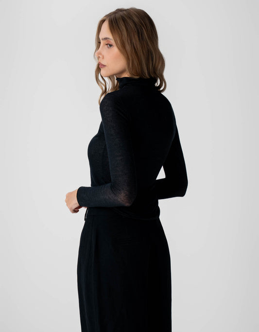BLUSA RAQUEL MADRE REINA MALHA/CASHMERE PRETO