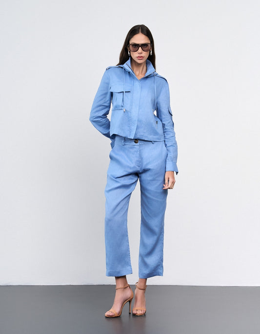 CALÇA ANNA MADRE REINA LINHO BLUE DAY