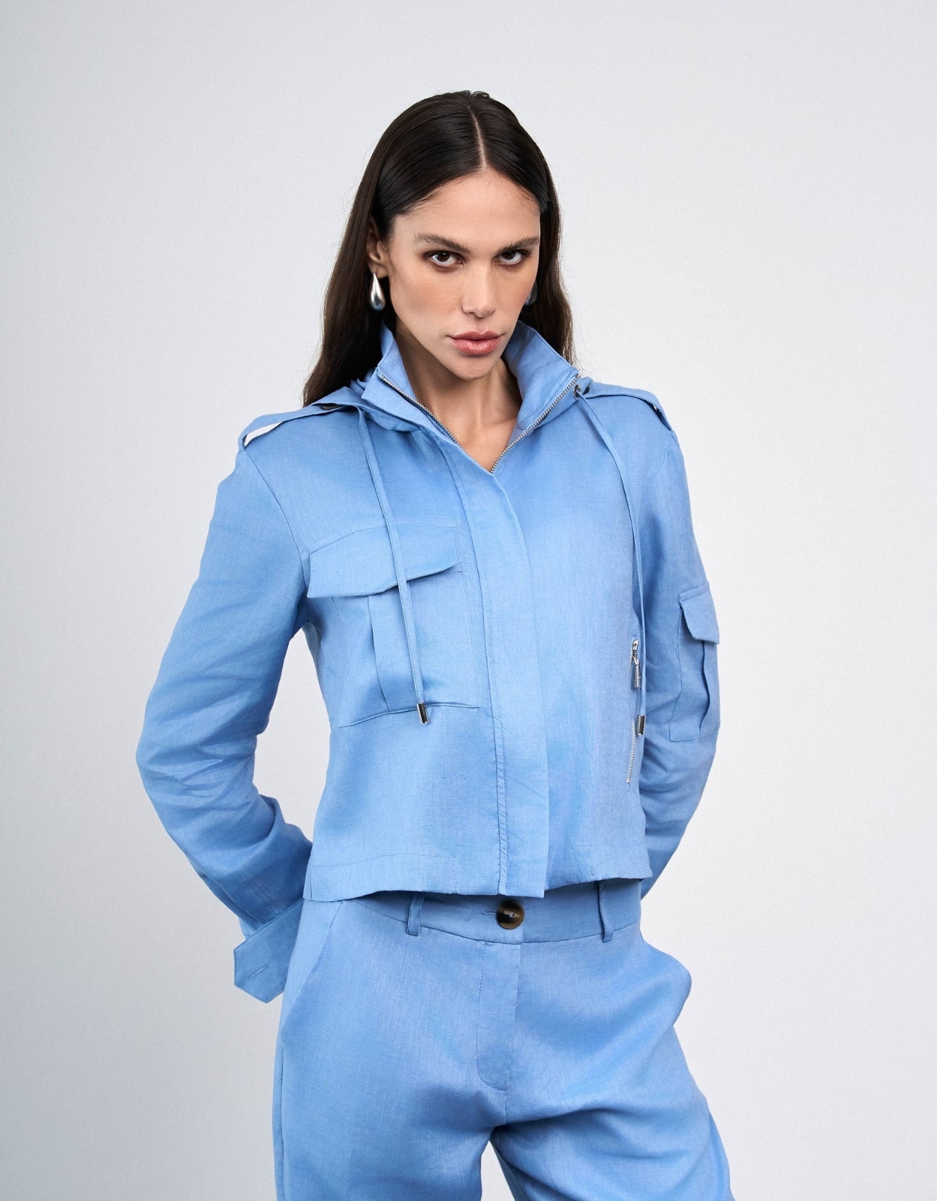 CALÇA ANNA MADRE REINA LINHO BLUE DAY