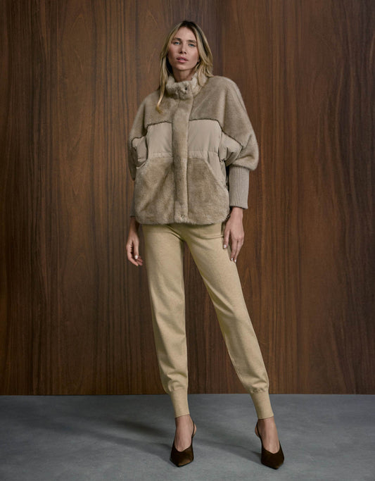 CALÇA JOGGING MADRE REINA TRICOT CAMEL