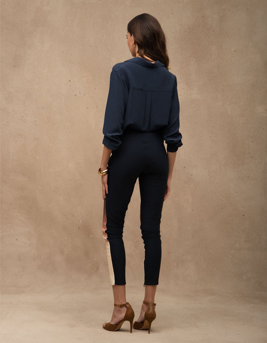 CALÇA MADRE REINA PYTHON COM MALHA DEGRADÊ ROSA ROMÃ/MARINE