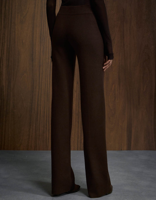 CALÇA RETA MADRE REINA TRICOT MADEIRA