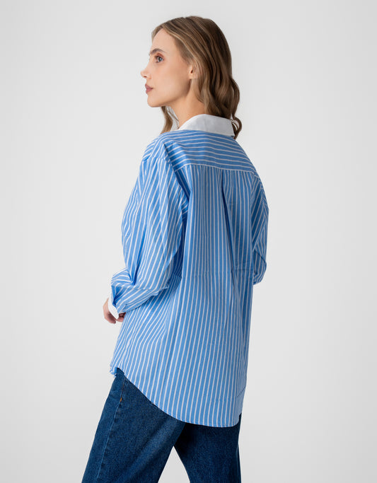 CAMISA CRIS MADRE REINA TRICOLINE AZUL CLARO