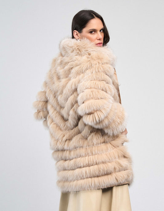 CASACO LONGO DUPLA FACE MADRE REINA PELE DESERT