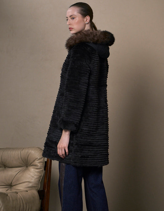 CASACO MARGO REVERSÍVEL MADRE REINA PELE MADEIRA