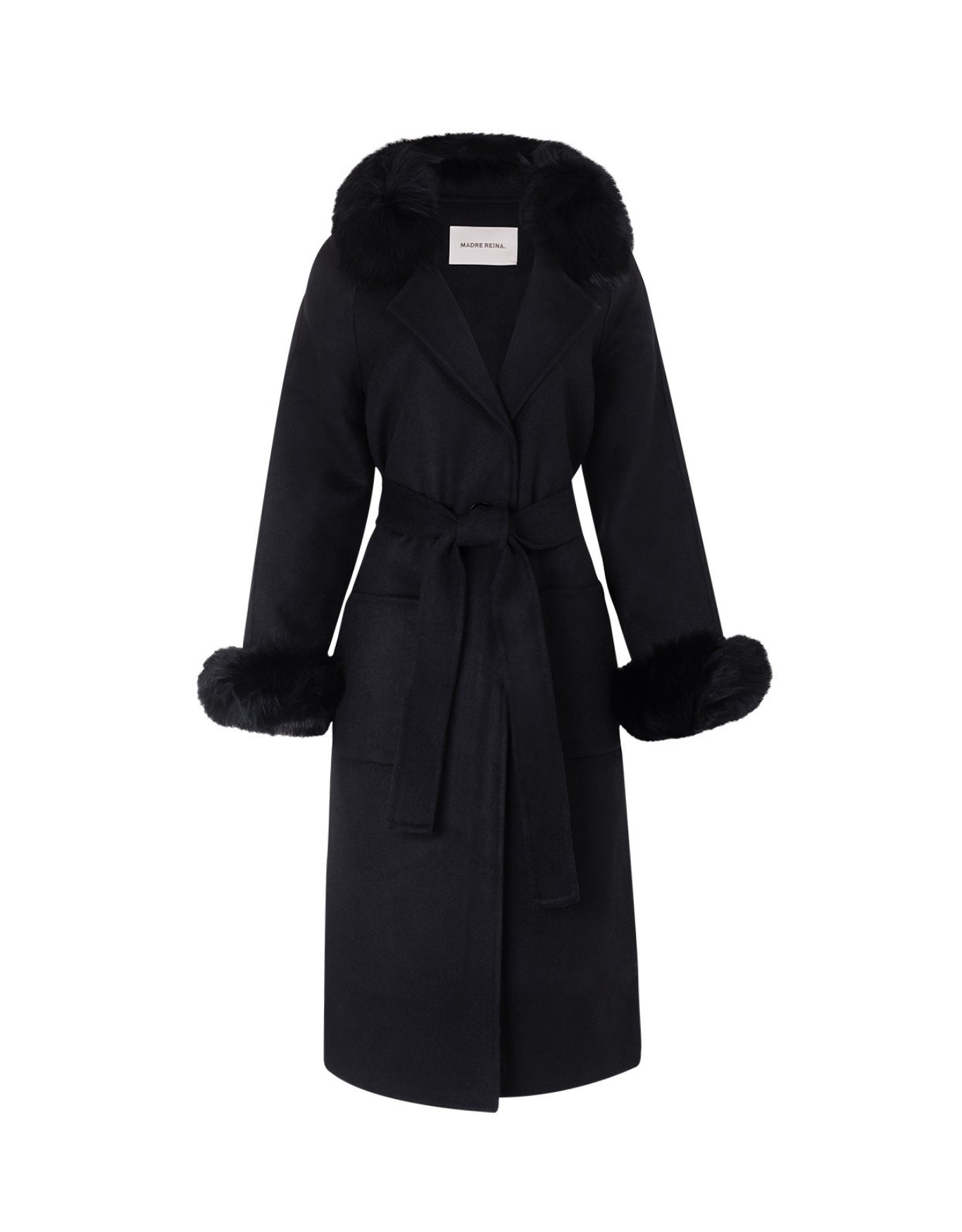 CASACO MEGAN LONGO MADRE REINA PRETO