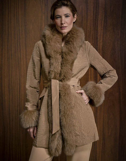 CASACO NYLON STRIPE MADRE REINA PELE ARGILA