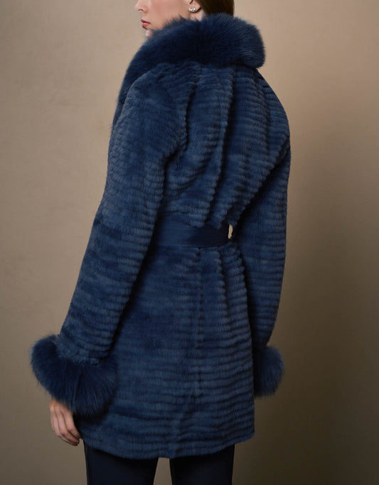 CASACO NYLON STRIPE MADRE REINA PELE AZUL MARINE