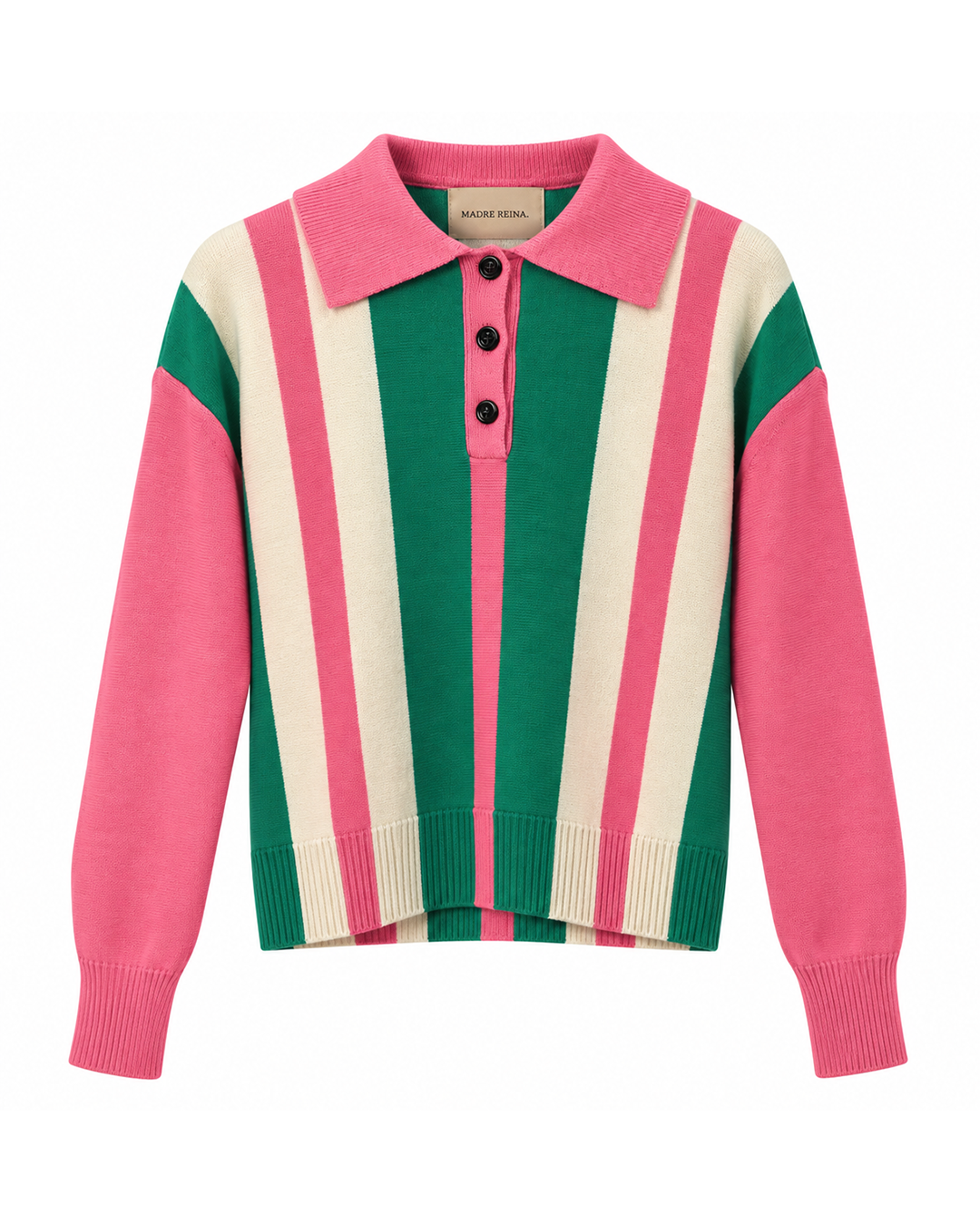 SUÉTER STRIPE LUANA MADRE REINA TRICOT ROSA/VERDE