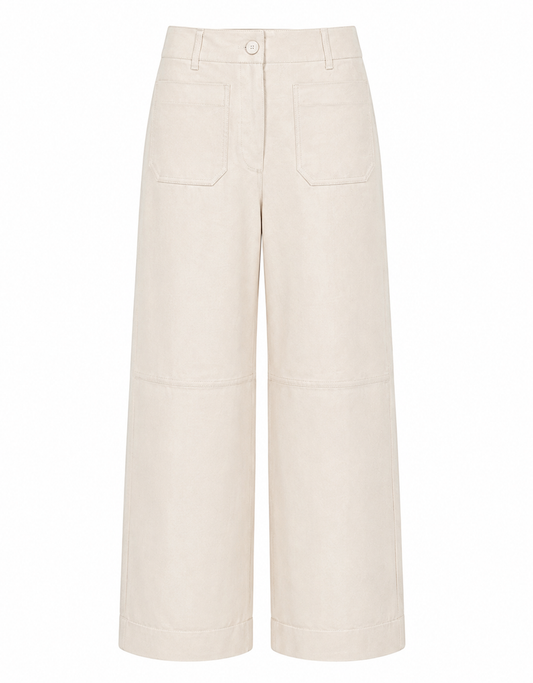 CALÇA MARIA CAPRI MADRE REINA COURO CREMA