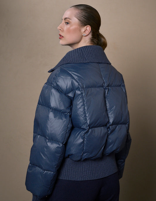 JAQUETA BEA PUFFER MADRE REINA NYLON AZUL MARINHO