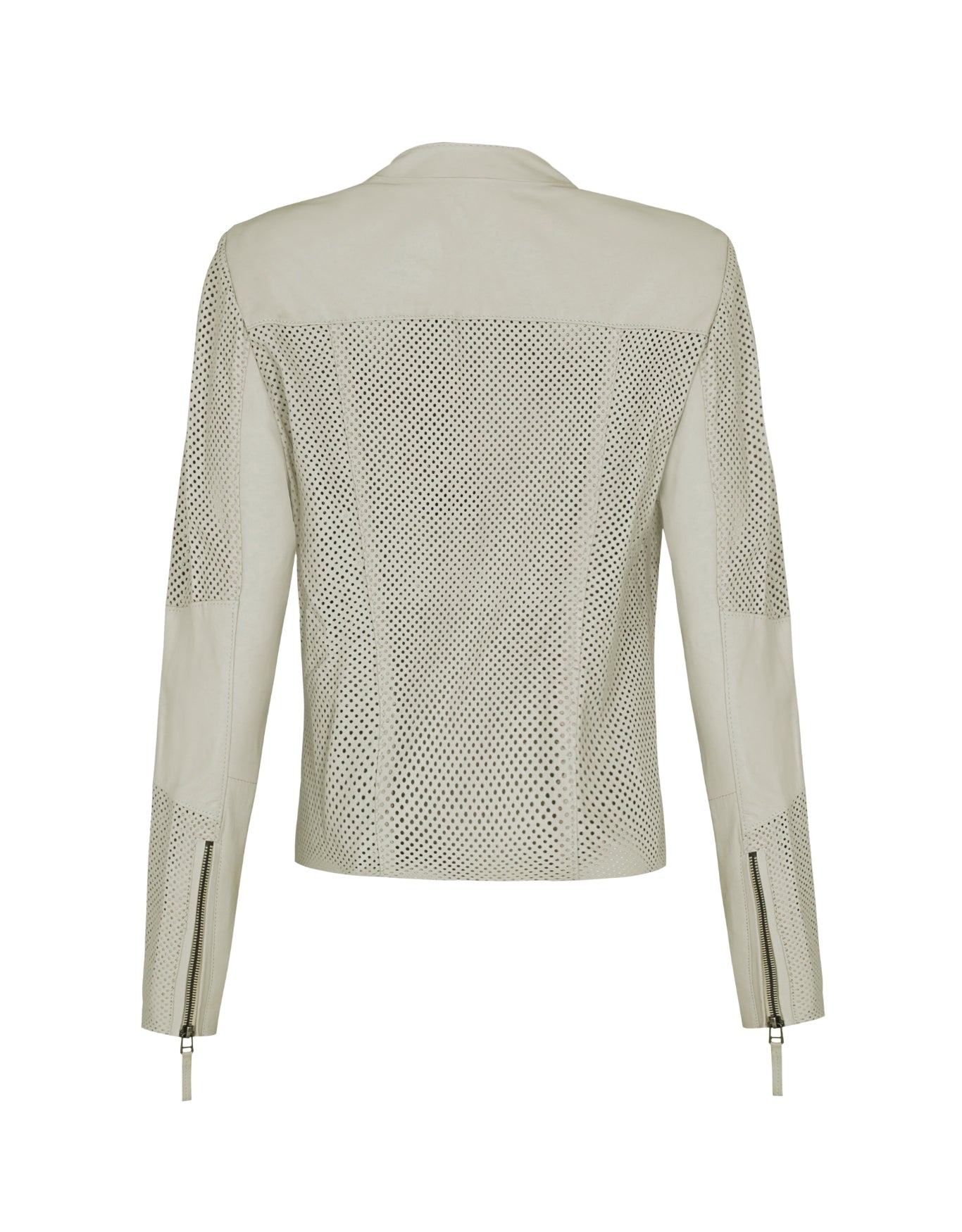 JAQUETA PERFECTO EM COURO PERFURADO OFF WHITE
