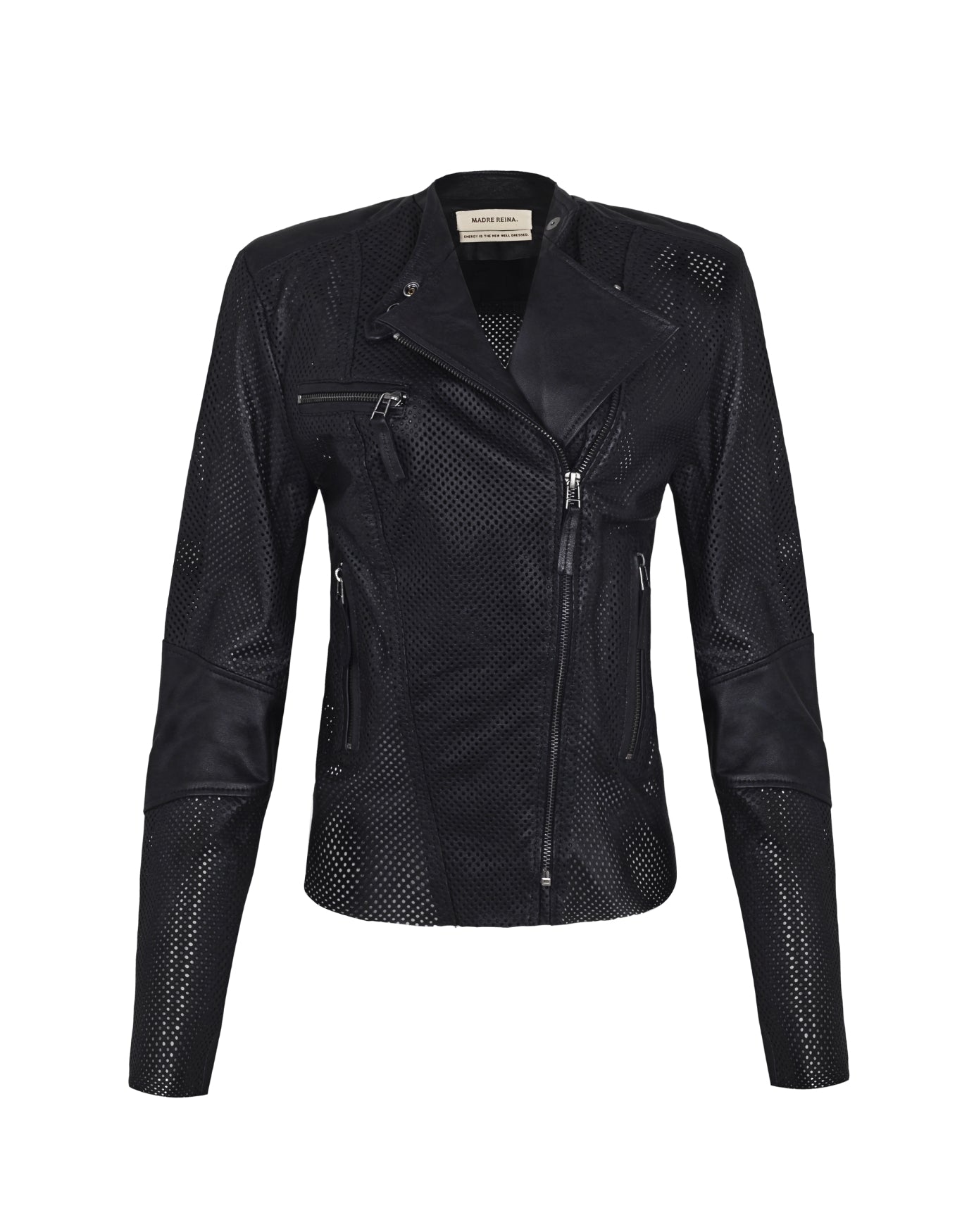 JAQUETA PERFECTO EM COURO PERFURADO PRETO