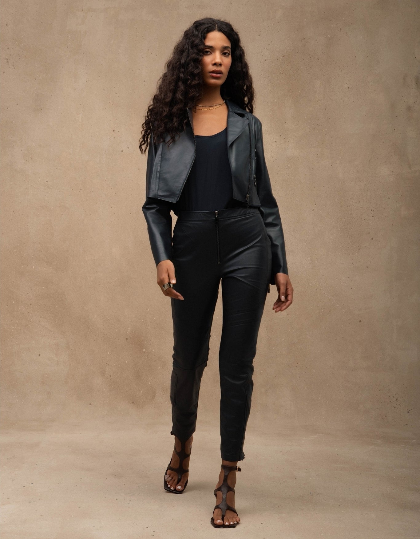 JAQUETA PERFECTO MADRE REINA COURO AZUL MARINE