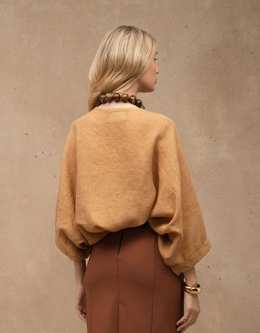 KIMONO ISABELA MADRE REINA LINHO CAQUI