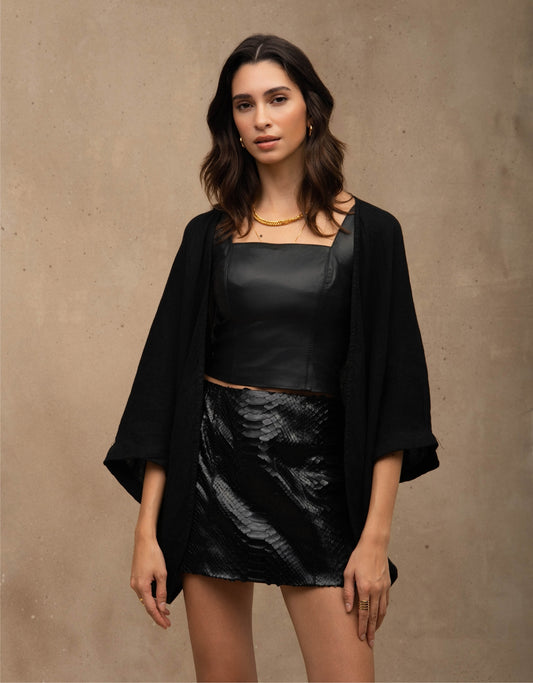 KIMONO ISABELA MADRE REINA LINHO PRETO