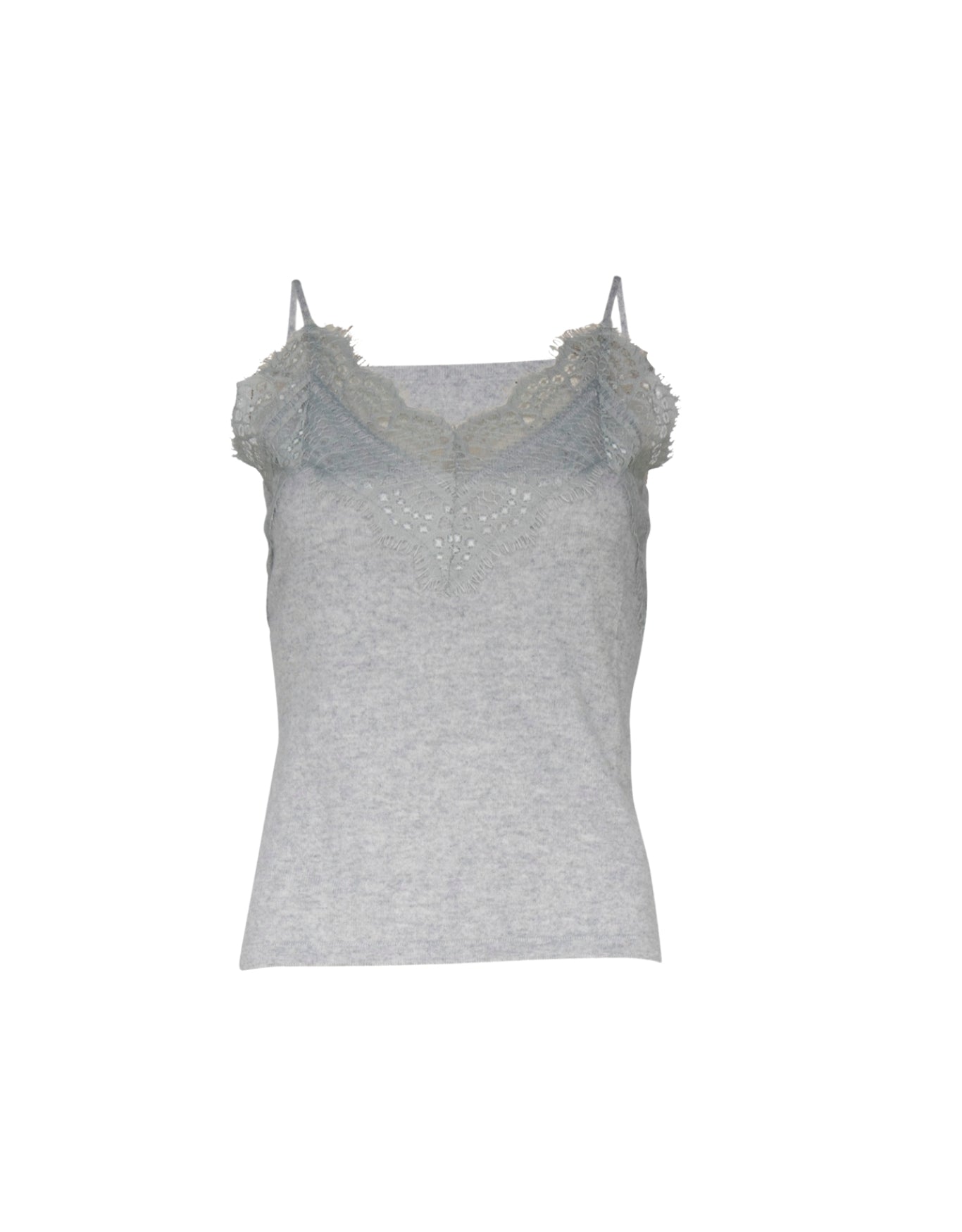 REGATA CASHMERE E RENDA CINZA MESCLA