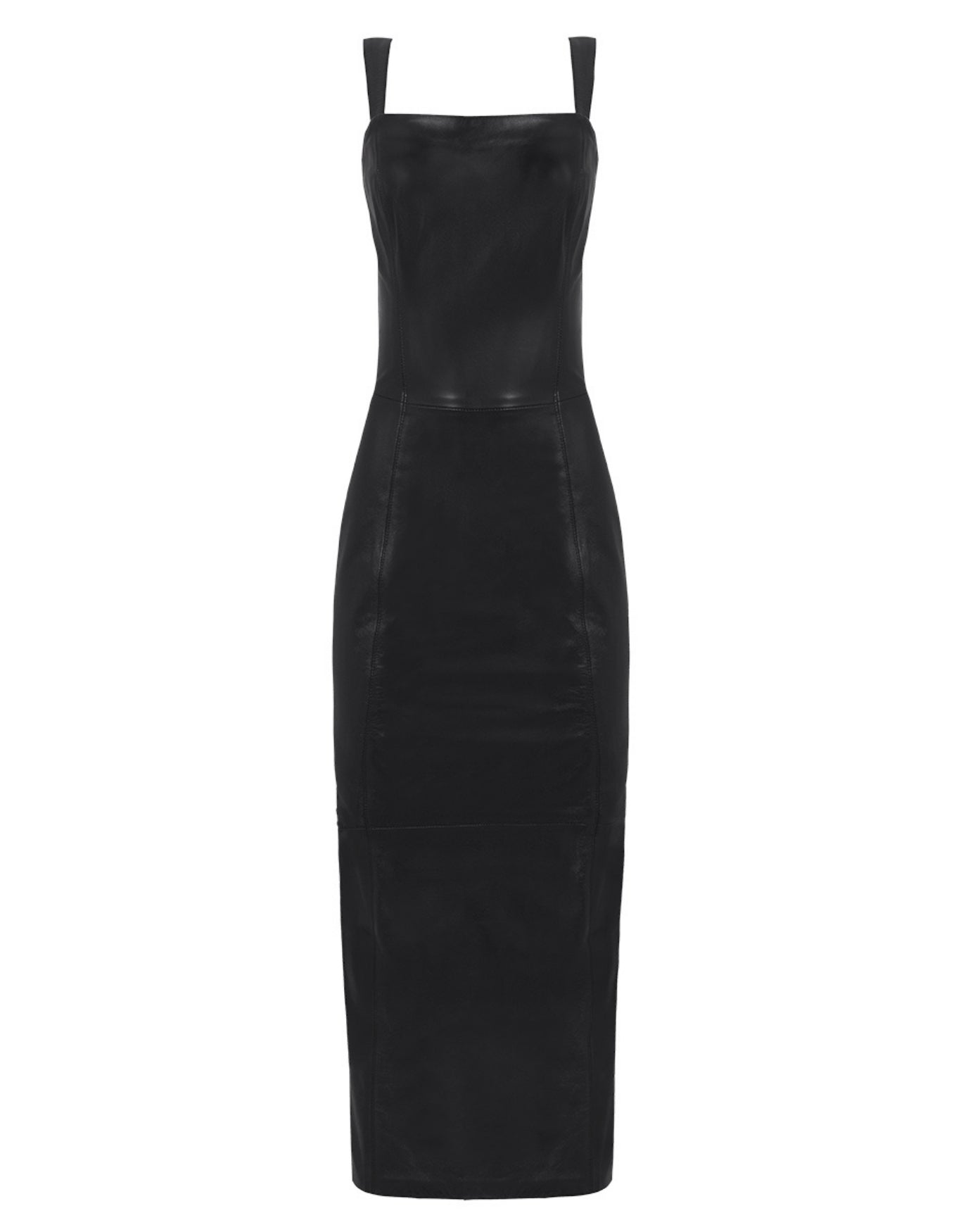 VESTIDO CAMILA MADRE REINA COURO E MALHA PRETO