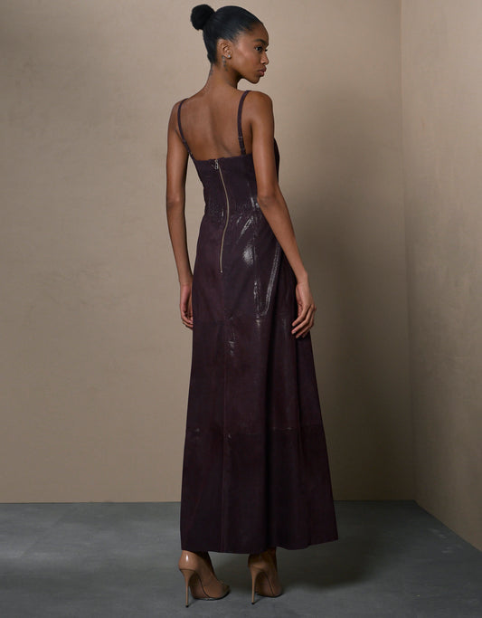 VESTIDO MALU MADRE REINA COURO CHAMOIS BERINGELA