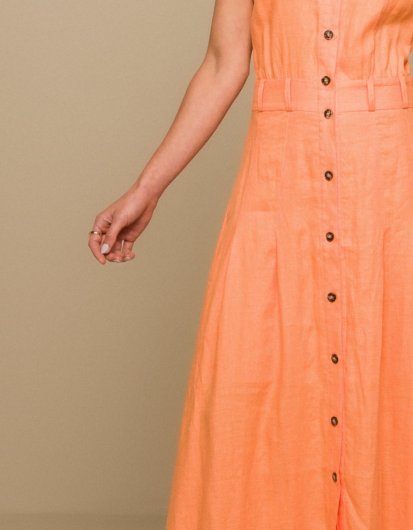 VESTIDO ROMANA MADRE REINA LINHO LARANJA PAPAYA