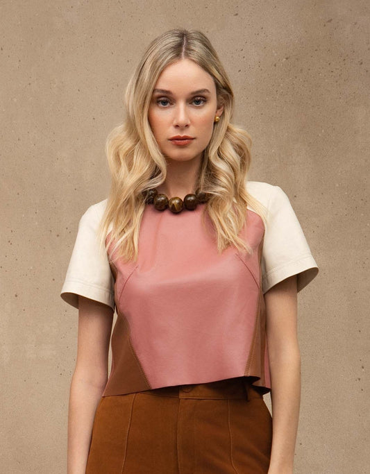 BLUSA GAIA MADRE REINA COURO ROSA ROMÃ