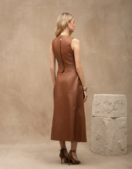 SAIA MIDI AMELY MADRE REINA COURO CARAMELO