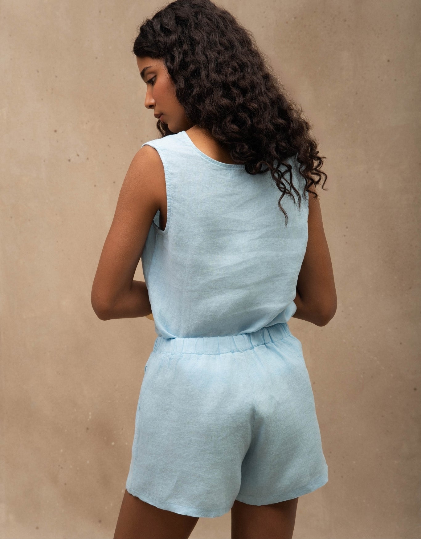 SHORT BASIC MADRE REINA LINHO AZUL ÁGATA