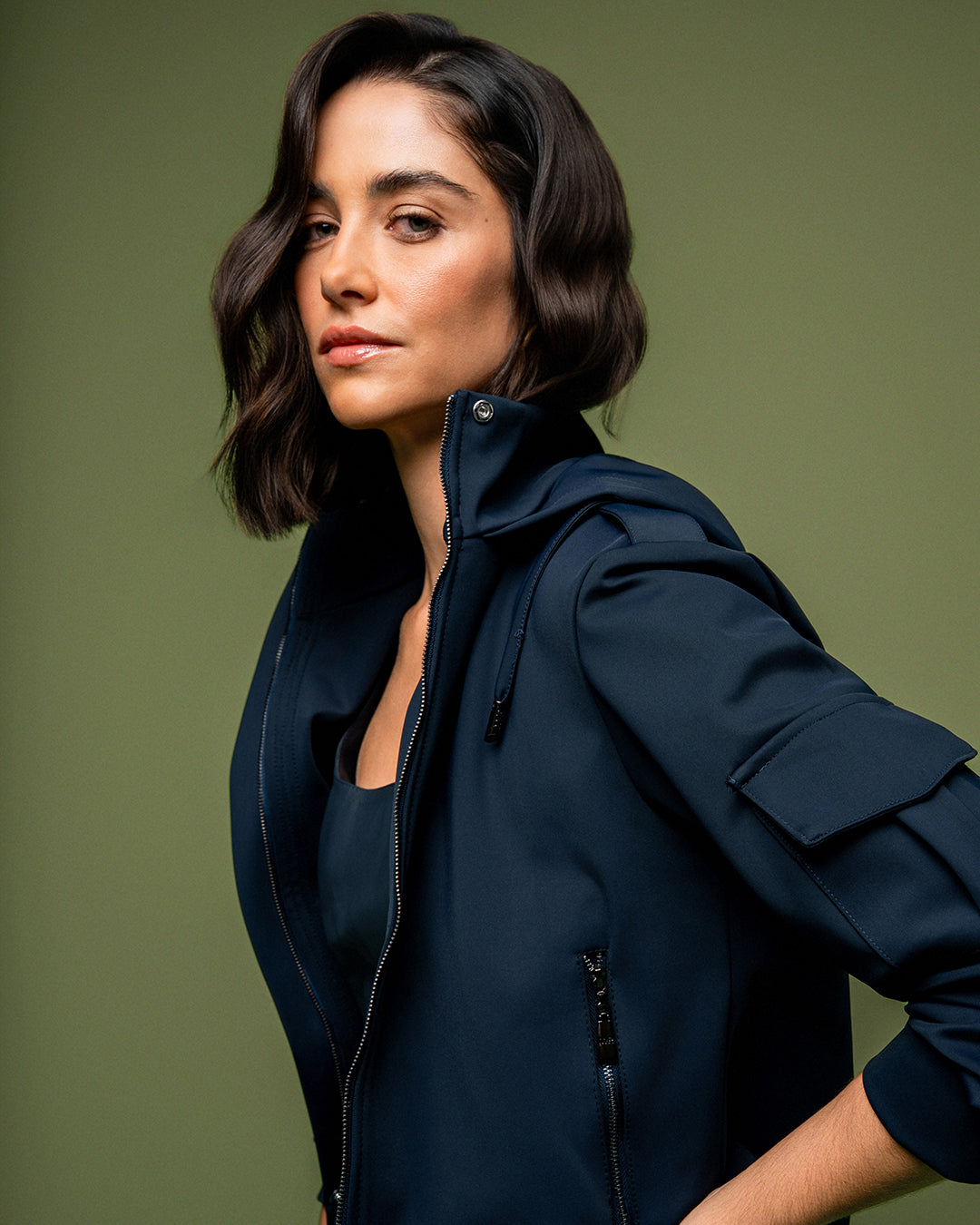 JAQUETA ALANIS MADRE REINA MALHA BLOCK AZUL MARINE