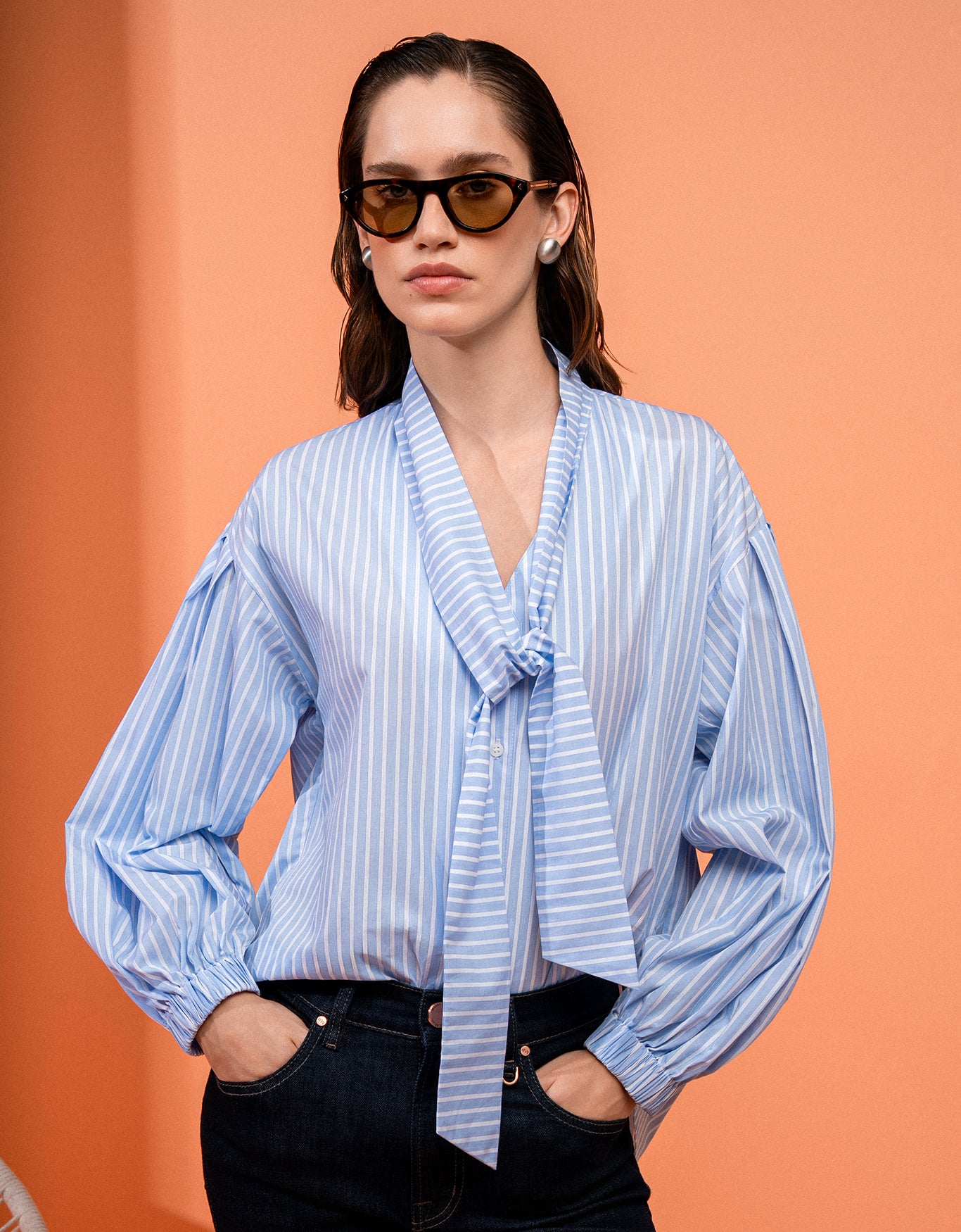 CAMISA LIGIA MADRE REINA TRICOLINE AZUL OASIS