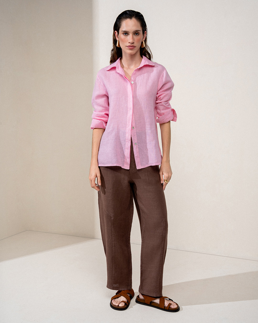 CAMISA CLASSIC MADRE REINA LINHO ROSA BRISA