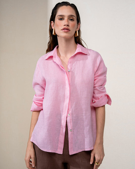 CAMISA CLASSIC MADRE REINA LINHO ROSA BRISA