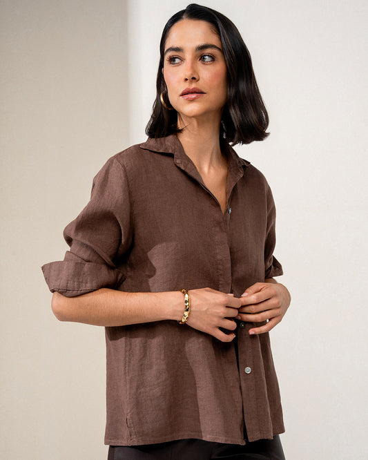 CAMISA CLASSIC MADRE REINA LINHO MADEIRA