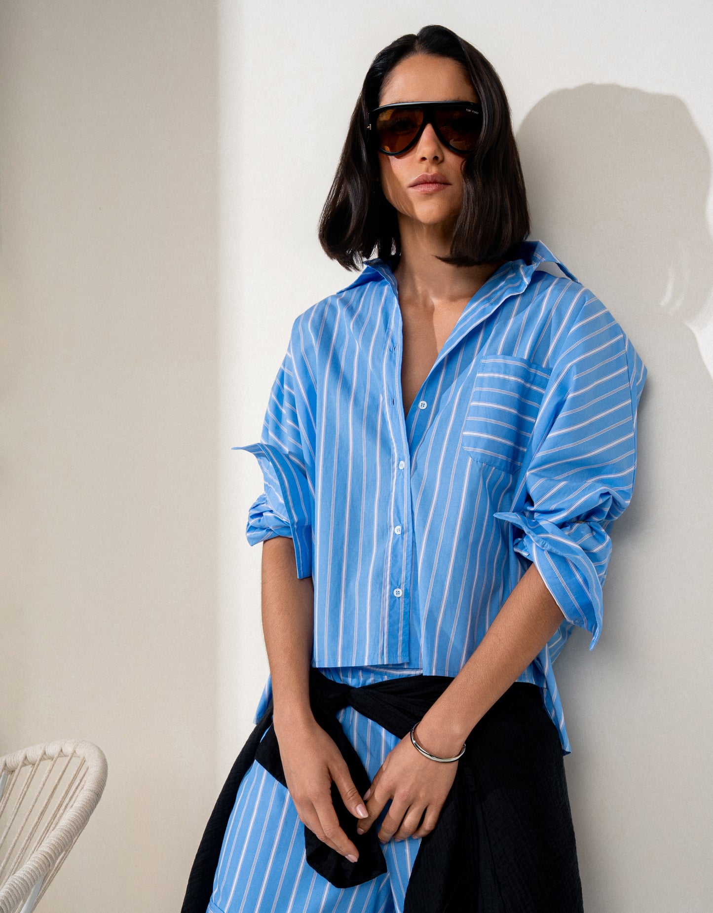 CAMISA LOLA MADRE REINA TRICOLINE LISTRAS AZUL
