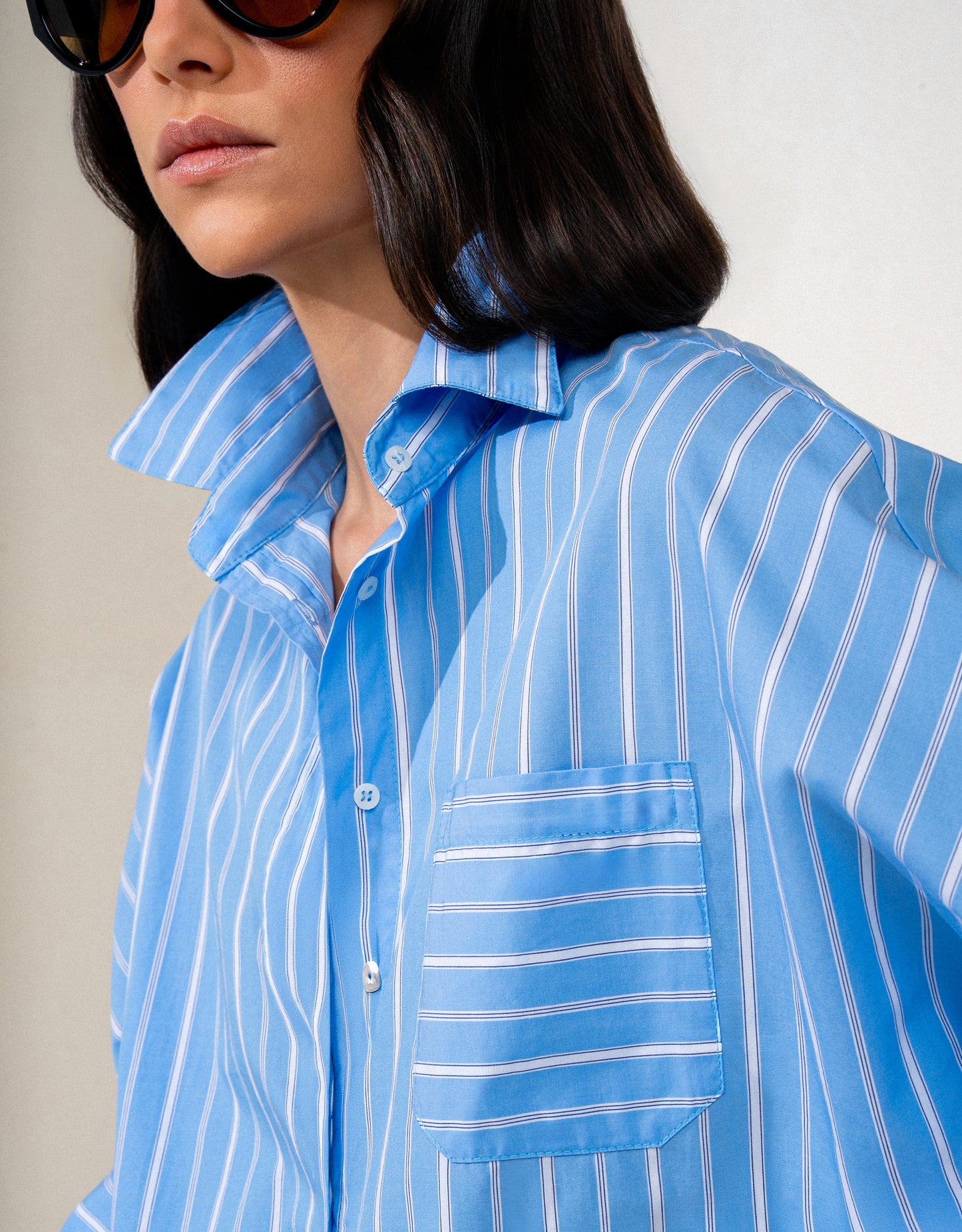 CAMISA LOLA MADRE REINA TRICOLINE LISTRAS AZUL