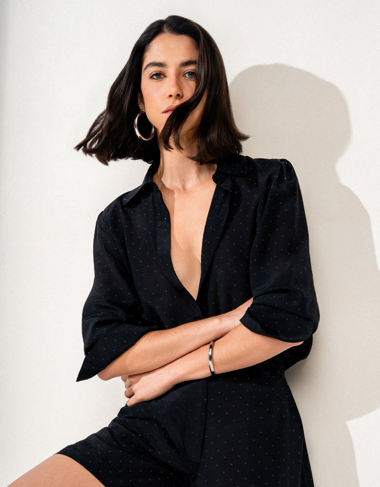 CAMISA POÁ MADRE REINA SEDA POA PRETO