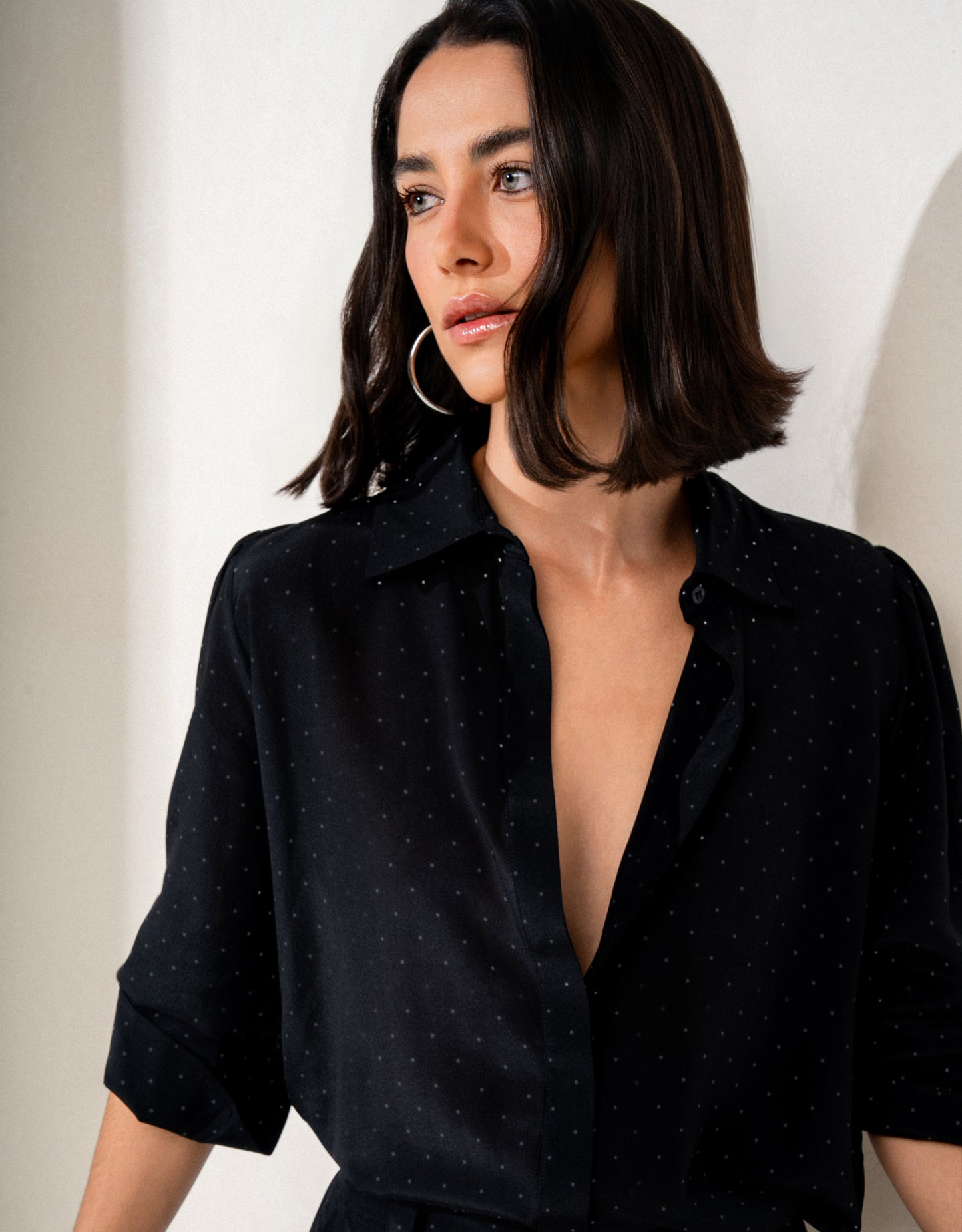 CAMISA POÁ MADRE REINA SEDA POA PRETO