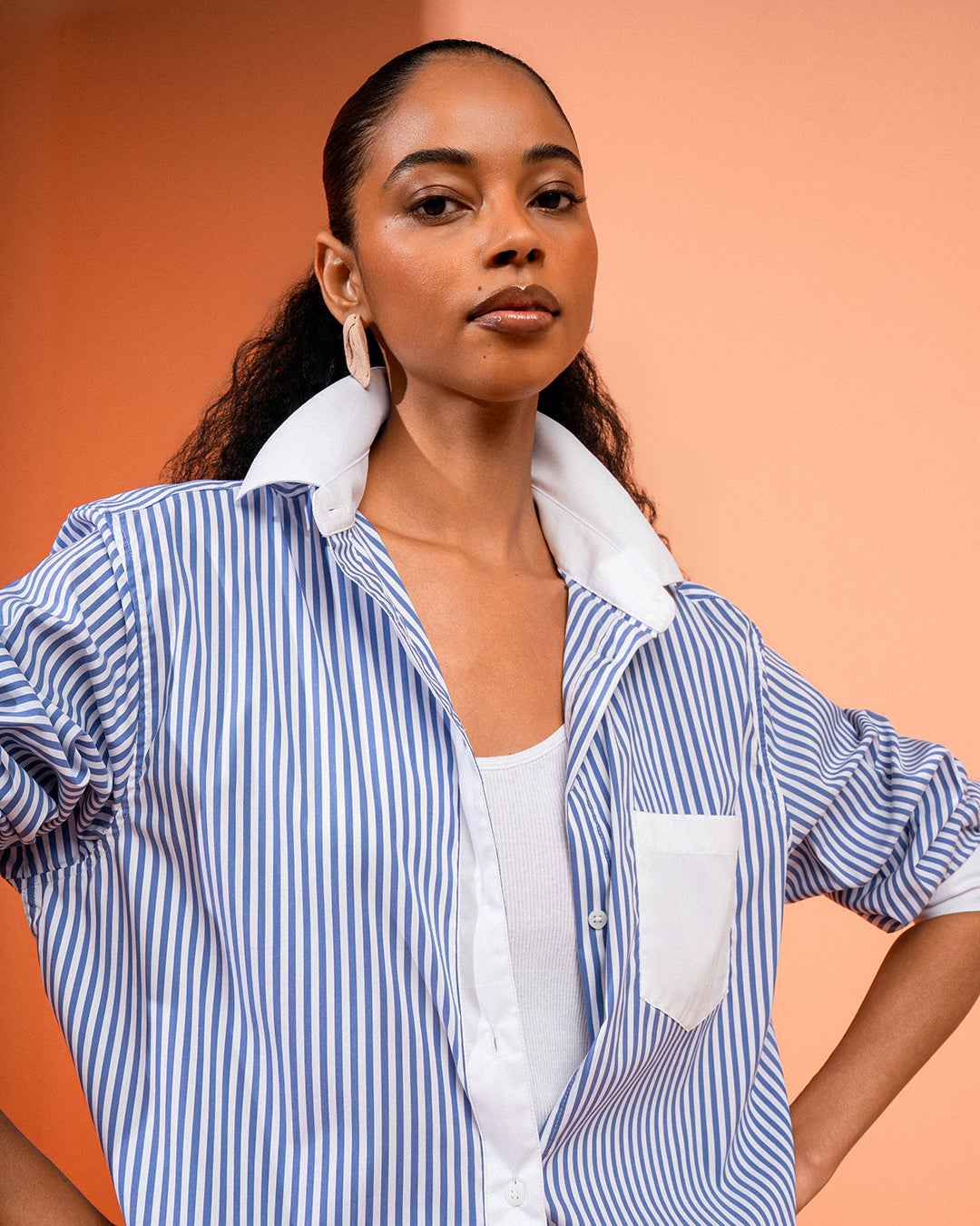 CAMISA DORA BICOLOR MADRE REINA TRICOLINE AZUL OASIS