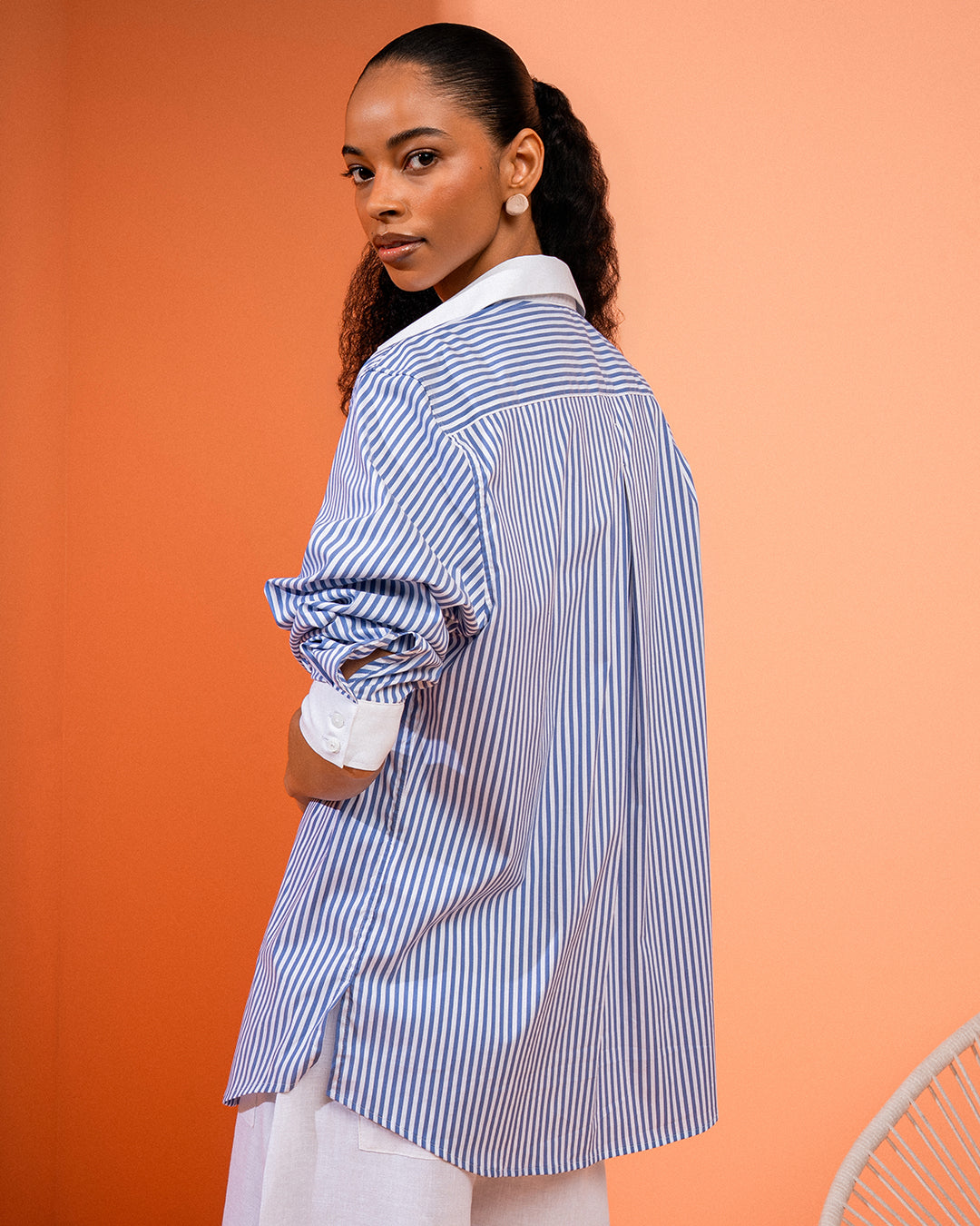 CAMISA DORA BICOLOR MADRE REINA TRICOLINE AZUL OASIS