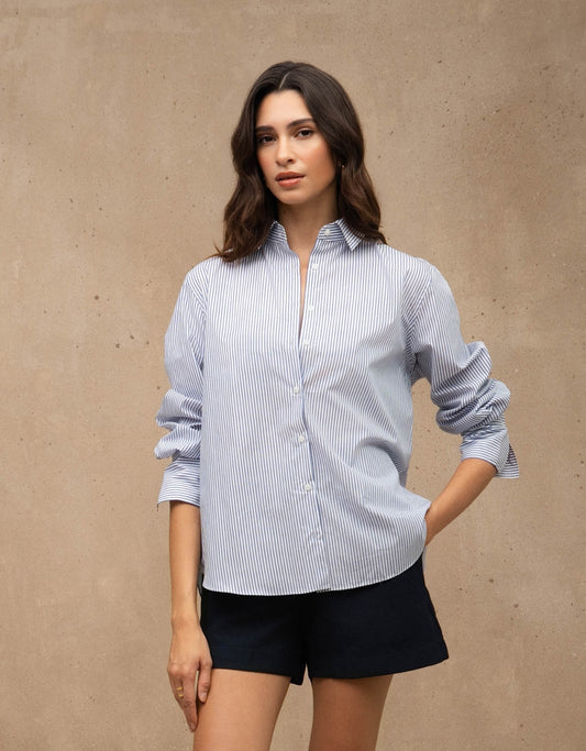 MAX CAMISA  AMARRAÇÃO MADRE REINA LINHO AZUL MESQUITA