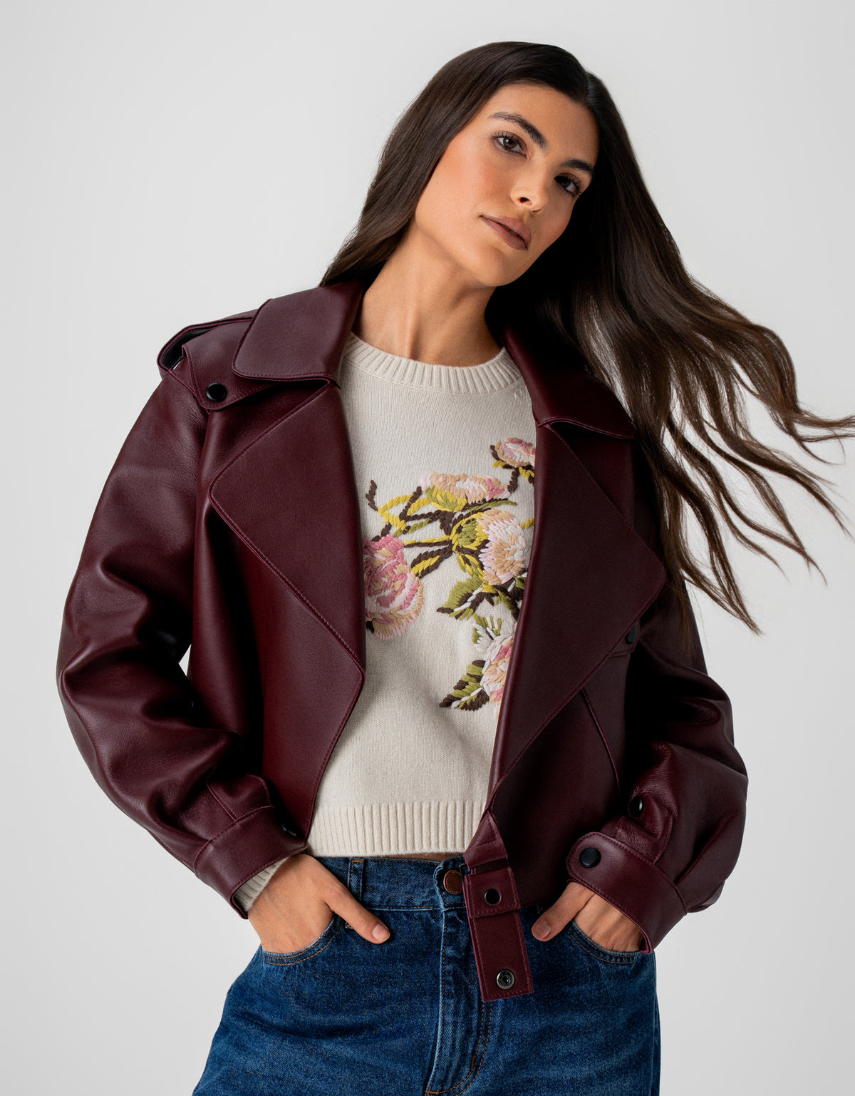 JAQUETA ANITA MADRE REINA COURO PINOT